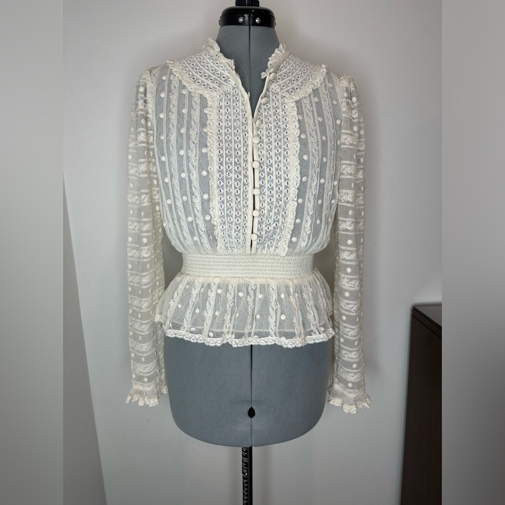 Loveshackfancy Baine Lace Blouse Sample NWT